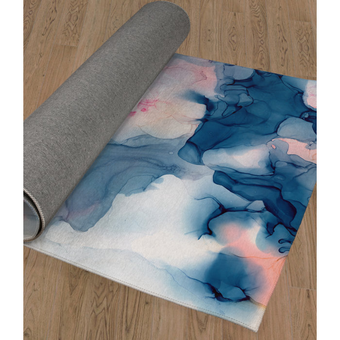 Wrought Studio WilkesBarre Abstract Blue/Gray/Pink Area Rug Wayfair